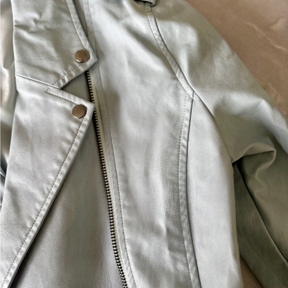 Wild Honey Women Light Blue Vegan Leather Moto - Picture 4 of 13